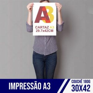 Impressão UV Papel Couchê 180g A3
